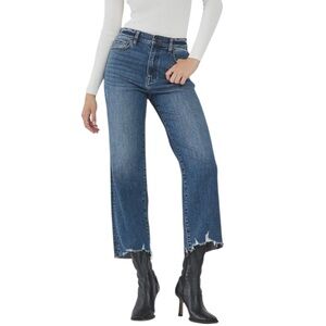 EUNINA JUNIORS DAWN SUPER HIGH RISE WIDE LEG CROPPED RAW HEM JEANS SZ 29